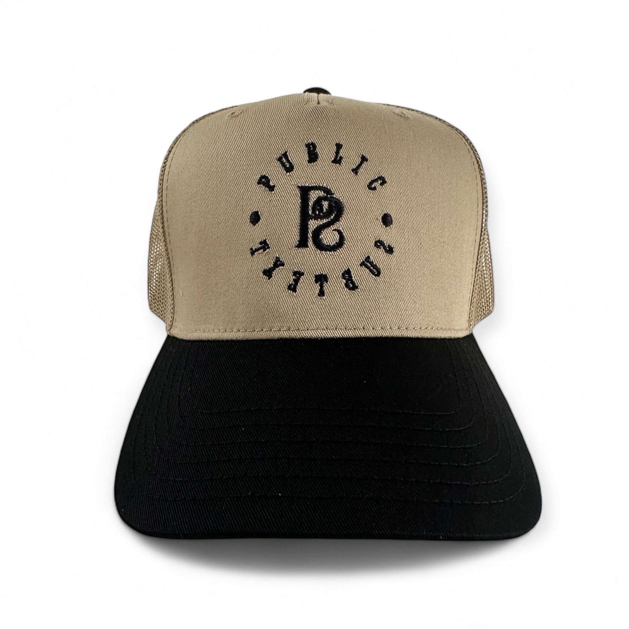 Black & Khaki Mesh Trucker