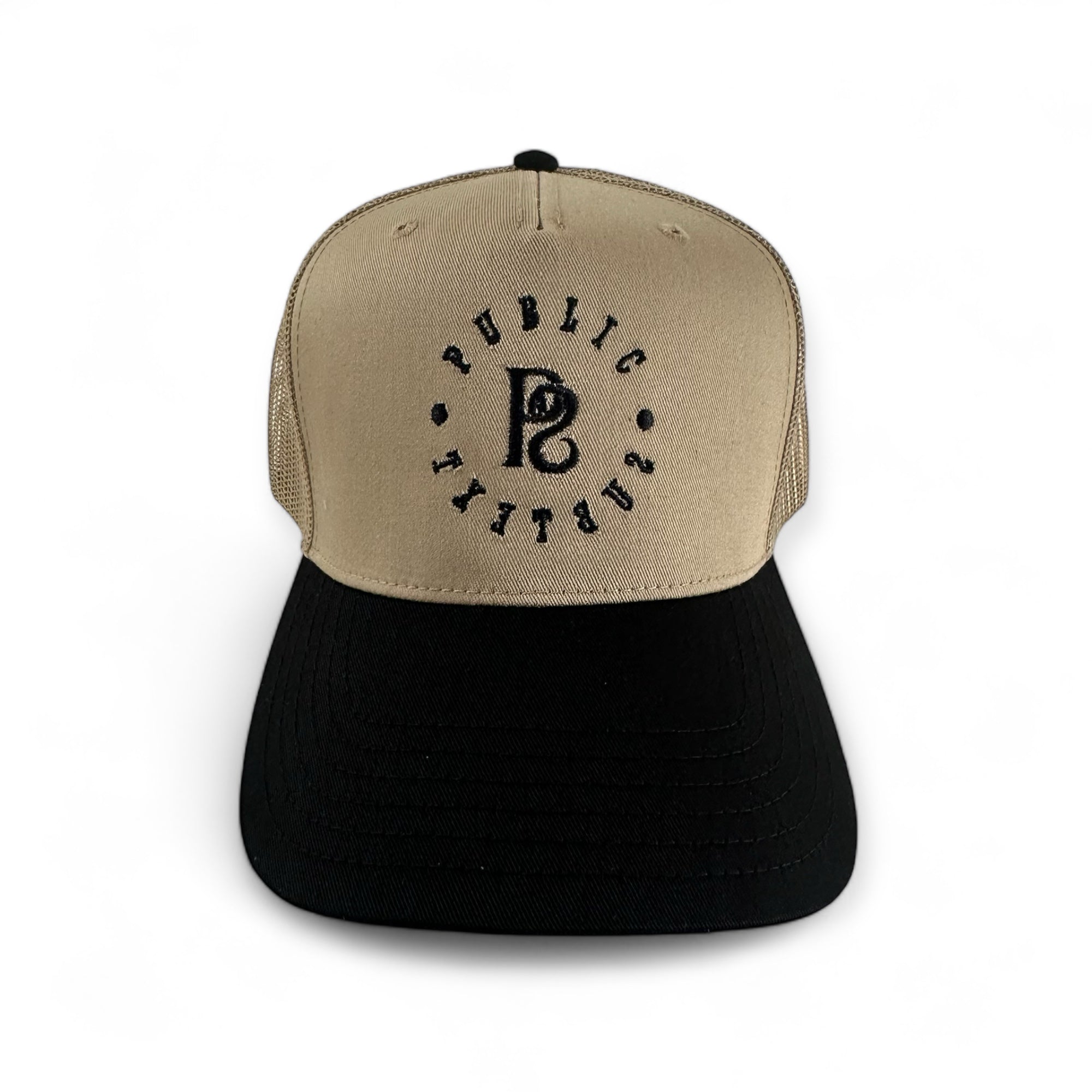 Black & Khaki Mesh Trucker