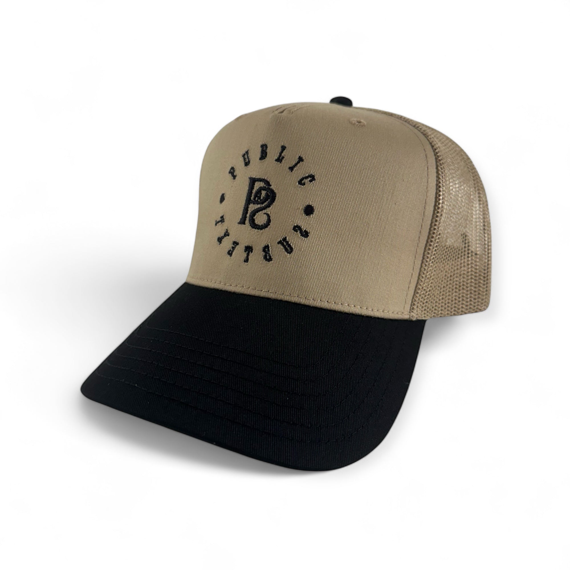 Black & Khaki Mesh Trucker